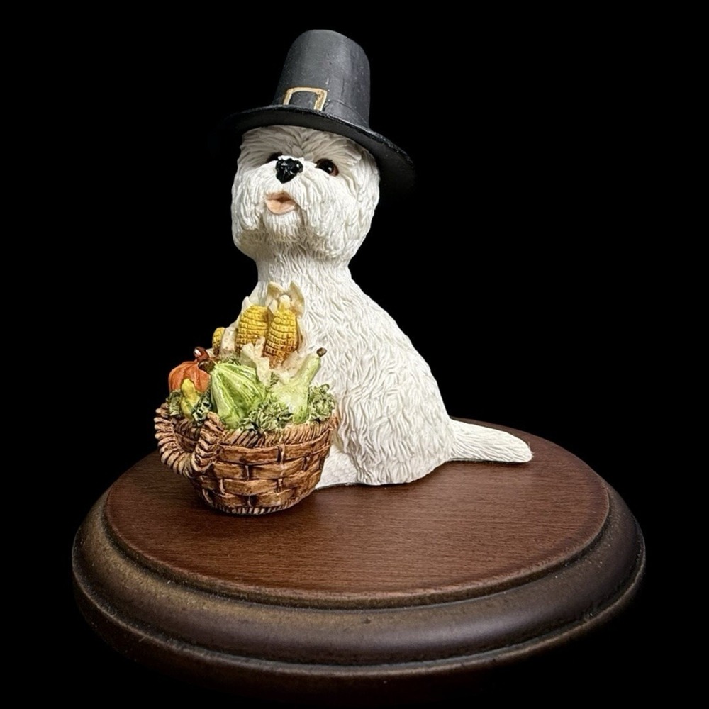 Peakdale Pilgrim Westie Figurine Code 208 Made in England Thanksgiving Fall Food